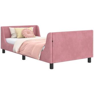 vidaXL Childrens Bed Frame with Headboard Pink 80 x 200 cm Velvet vidaXL