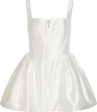 Self Portrait Square-neck Satin-twill Mini Dress - White - 16 (UK16 / XL)