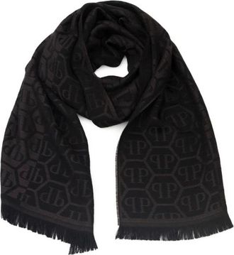Philipp Plein Bruine Logo All-Over Sjaal - Heren - Sjaals - Bruin - ONE Size - Accessoires