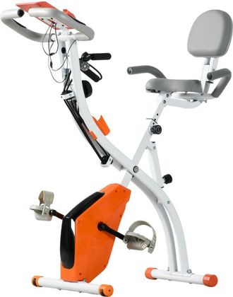 HOMCOM Cyclette Pieghevole con Elastici Braccia e Resistenza 8 Livelli Arancione