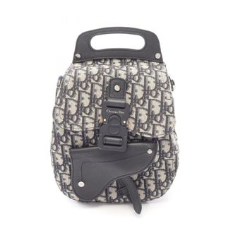 Dior Beige Black Canvas Leather Backpack Handbag (Pre-Owned)
