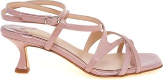 Anna F. Sandaal met gekruiste bandjes en 55 mm hak - Dames - Sandalen met hakken - Roze - 38 EU - Leer - Schoenen