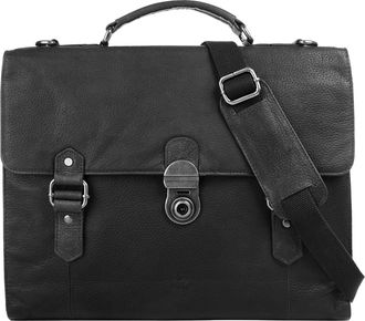 Bodenschatz Aktentasche BODENSCHATZ, Herren, Gr. B/H/T: 36cm x 32cm x 9cm onesize, schwarz, Leder, Strukturmuster, Taschen Aktentasche, echt Leder