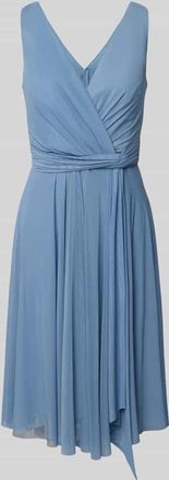 Troyden Collection Knielanges Cocktailkleid in Wickel-Optik in Hellblau, Größe 34