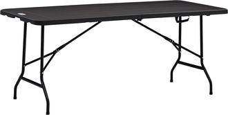 No Brand Mesa De Exterior, Mesa De Jard&iacute;n, Para 6 Personas, Plegable, Con Aspecto De Madera, Gris Oscuro, 180 X 75,5 X 73 Cm