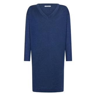 Malo Truien & Vesten, Dames, Blauw, XS, Kasjmier, Midi-jurk