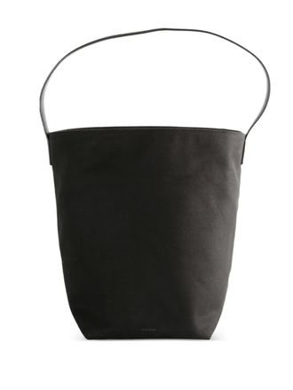 The Row leather-handle cotton tote bag - women - Cotton - OS - Black