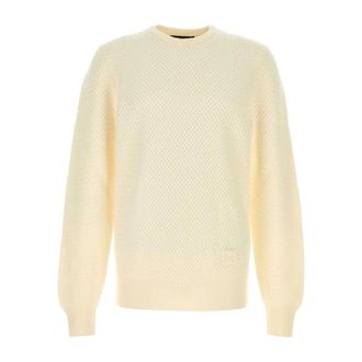 Dolce & Gabbana Round-neck Knitwear, male, White, Size: XL Round-neck Pullover