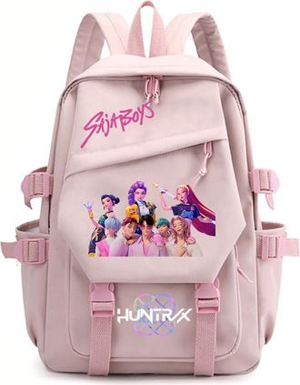 Generic K pop Demons Hunters Merch Backpack Bag for Kids Girls Students School Bags Zipper Multi-Pocket Nylon Travel Daypack Cool Teens Rucksack Gift for Hunt