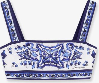 Dolce & Gabbana Top in cotone con stampa Maiolica - DOLCE & GABBANA - gender_Woman
