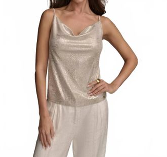 DKNY Metallic Sequin Embellished Camisole In Sand