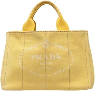 Prada Pre-owned Tote Bags, female, Yellow, Size: ONE SIZE Pre-owned Vintage Satchel