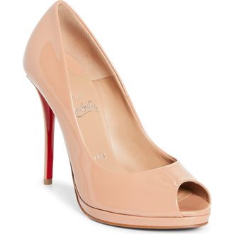 Christian Louboutin Lady Z Peep Toe Pump in Blush/Blush at Nordstrom, Size 11.5Us