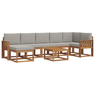 vidaXL Conjunto De Sof&aacute;s De Exterior 8 Pcs Gris Natural Y Claro Vidaxl
