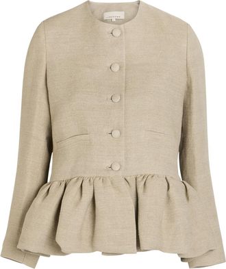Liberowe Peplum-hem Linen Jacket - Beige - S (UK8-10 / S)