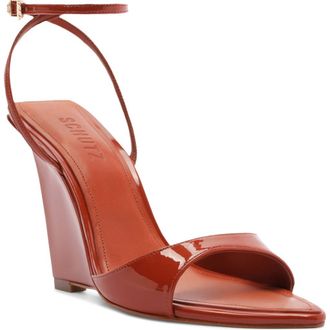 Schutz Elodie Ankle Strap Wedge Sandal in Sunset Ochre at Nordstrom, Size 8.5