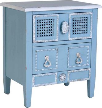 Wanderlust Deco Wanderlust Deco - Mesita De Noche De Madera Lacada En Azul 46x32x52h Cm