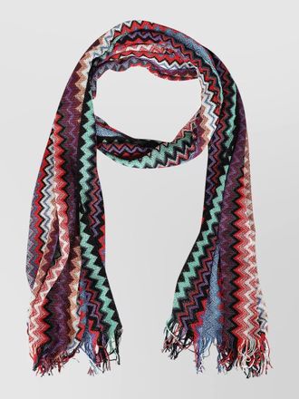Missoni lightweight scarf zigzag pattern fringed edges