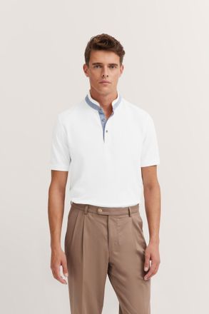 Bugatti Poloshirt BUGATTI, Herren, Gr. XL, weiss (10, wei&szlig;), 100% Baumwolle, unifarben, normal, ohne Ausschnitt, Rippb&uuml;ndchen, Shirts Poloshirt, mit Stehkrage