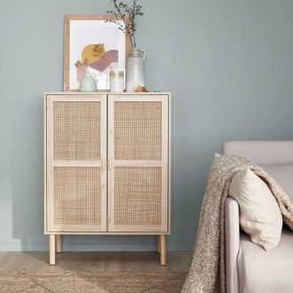 Sweeek 80cm Woven Rattan Storage Cabinet in Light Brown