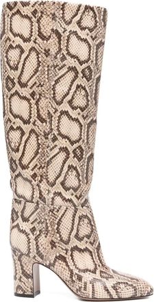 PARIS TEXAS 80 MM leren laarzen met pythonprint - Beige