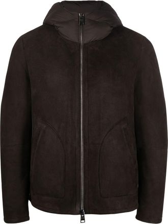 Herno hooded sheepskin-shearling jacket - men - Sheepskin/Sheep Skin/Shearling/Polyamide/Goose Down/Polyurethane/Polyamide - 50 - Brown