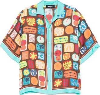 Dsquared2 Mens Bold Red Shirt - Brown Silk - Size EU 46 (Mens)