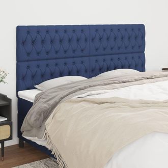 vidaXL Cabeceros 4 Unidades De Tela Azul 90x7x78/88 Cm Vidaxl