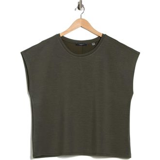 T Tahari Cap Sleeve Scuba Knit T-Shirt in Cypress Olive at Nordstrom Rack, Size 1X