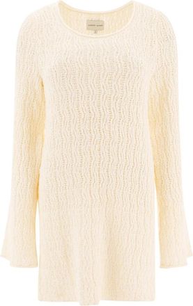 Loulou Studio Witte Elegante Jurk Katoenmix - Dames - Kleedjes - Wit - M - Katoen - Kleedjes
