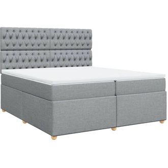 vidaXL Vidaxl - Cama Box Spring Con Colch&oacute;n Tela Gris Claro 200x200 Cm