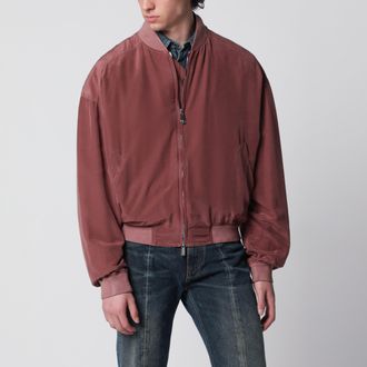 Versace Aubergine silk bomber jacket