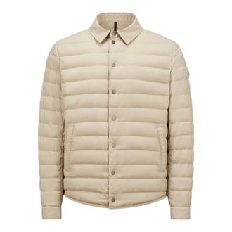 Moncler Light Jackets, male, Beige, Size: XL Beige Down Shirt Jacket AirSoft