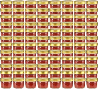 vidaXL Tarros De Mermelada De Vidrio Tapa Dorada 96 Uds 110 Ml Vidaxl