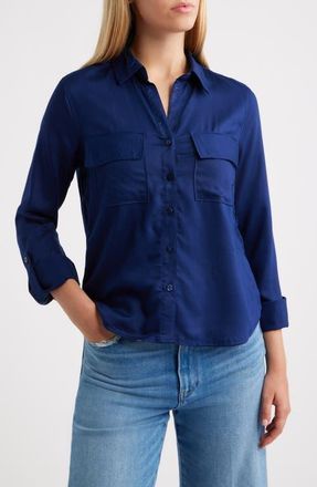 Beach Lunch Lounge Felicity Button-Up Shirt in Beacon Blue at Nordstrom, Size X-Large