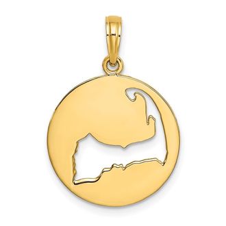 Diamond2Deal 14k Yellow Gold Polished Cut-Out CAPE COD Map Charm Pendant