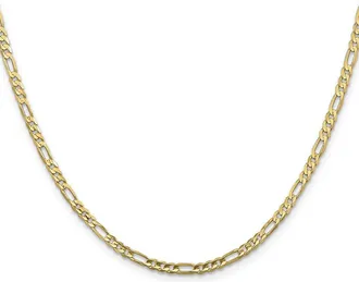 Diamond2Deal 10k Yellow Gold 3mm Flat Figaro Chain Necklace