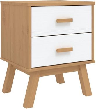 vidaXL Bedside Cabinet olden White and Brown Solid Wood Pine Vidaxl