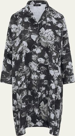 Eskandar A-Line Panelled Mandarin Jacket Coat - 3/4 Length