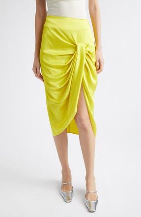 Stella McCartney Draped Satin Skirt in Bright Yellow at Nordstrom, Size 38