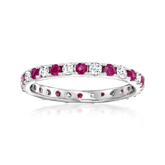 Ross-Simons Ruby and. Diamond Eternity Ring in 14kt White Gold