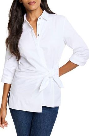 Nic+Zoe Side Tie Stretch Cotton Shirt in Paper White at Nordstrom Rack, Size X-Small