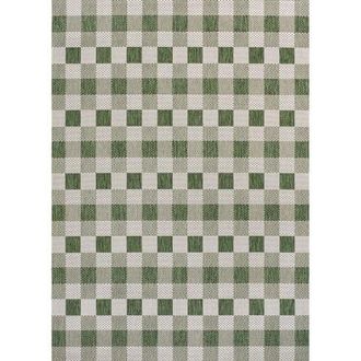 Jonathan Y Designs Darcy Traditional Geometric Bold Gingham Indoor/Outdoor Area Rug in Green/cream at Nordstrom, Size 4Ft 0In X 6Ft 0In