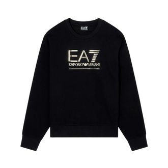 Emporio Armani Visibility katoenmix sweatshirt - Dames - Sweatshirts - Zwart - L - Katoen - Hoodies & sweatvesten