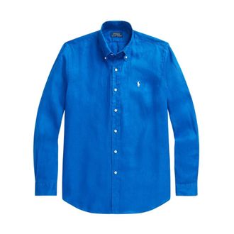 Polo Ralph Lauren Casual Shirts, male, Blue, Size: XS Linen Shirt