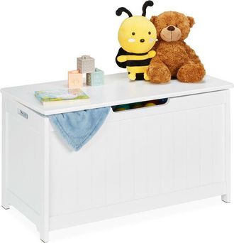 Relaxdays Relaxdays - Ba&uacute;l De Almacenaje Con Tapa, Arc&oacute;n Juguetes Grande, Habitaci&oacute;n Infantil, Libros, 45 X 80 X 40 Cm, Mdf, Blanco