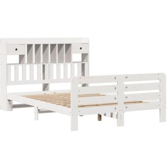 vidaXL Bookcase Bed without Mattress White 160x200 cm Solid Wood Pine Vidaxl
