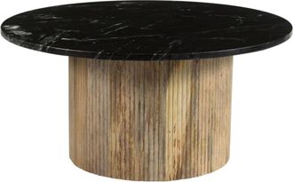 Moloo de centro redonda 70 cm m&aacute;rmol negro y madera