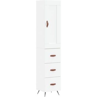 vidaXL Aparador Alto Madera Contrachapada Blanco 34,5x34x180 Cm Vidaxl