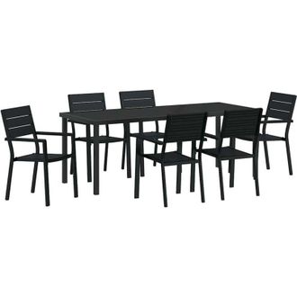vidaXL Garden Dining Set 7 pcs Black Powder-Coated Steel vidaXL